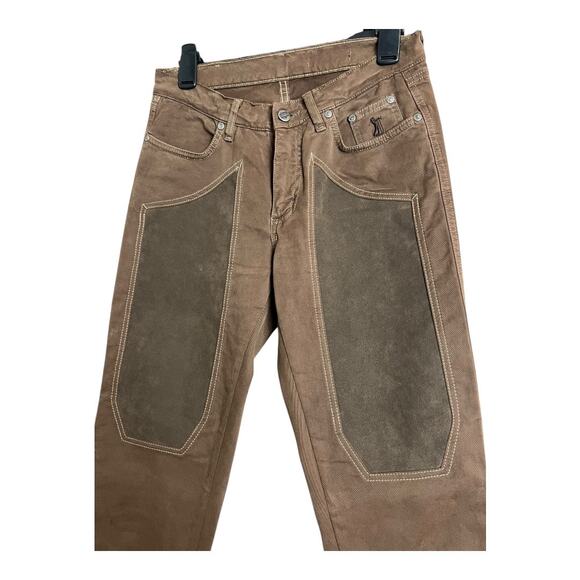 Jeckerson Mens Jeans Brown Preppy Golf Pants Brown Patches 29x34 - Picture 3 of 6